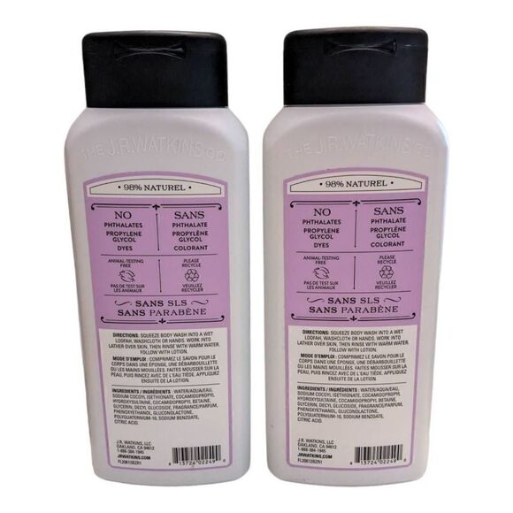 JR Watkins Lavender Body Wash 18 fl oz Lot of 2 Scented Soap 98% Natural - Picture 2 of 4